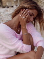 Кольцо «Дуо» с розовым кварцем и белым топазом