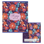 Тетрадь 48л., А5, клетка, Alingar "Flowers", скрепка, мелованный картон (стандарт), выб УФ лак, блок офсет, 4 дизайна в пленке т/у