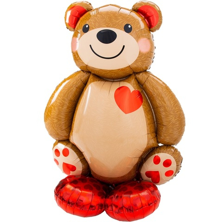 Шар (36""/91 см) Ходячая Фигура, Мишка с сердцем, 1 шт. в упак. И90