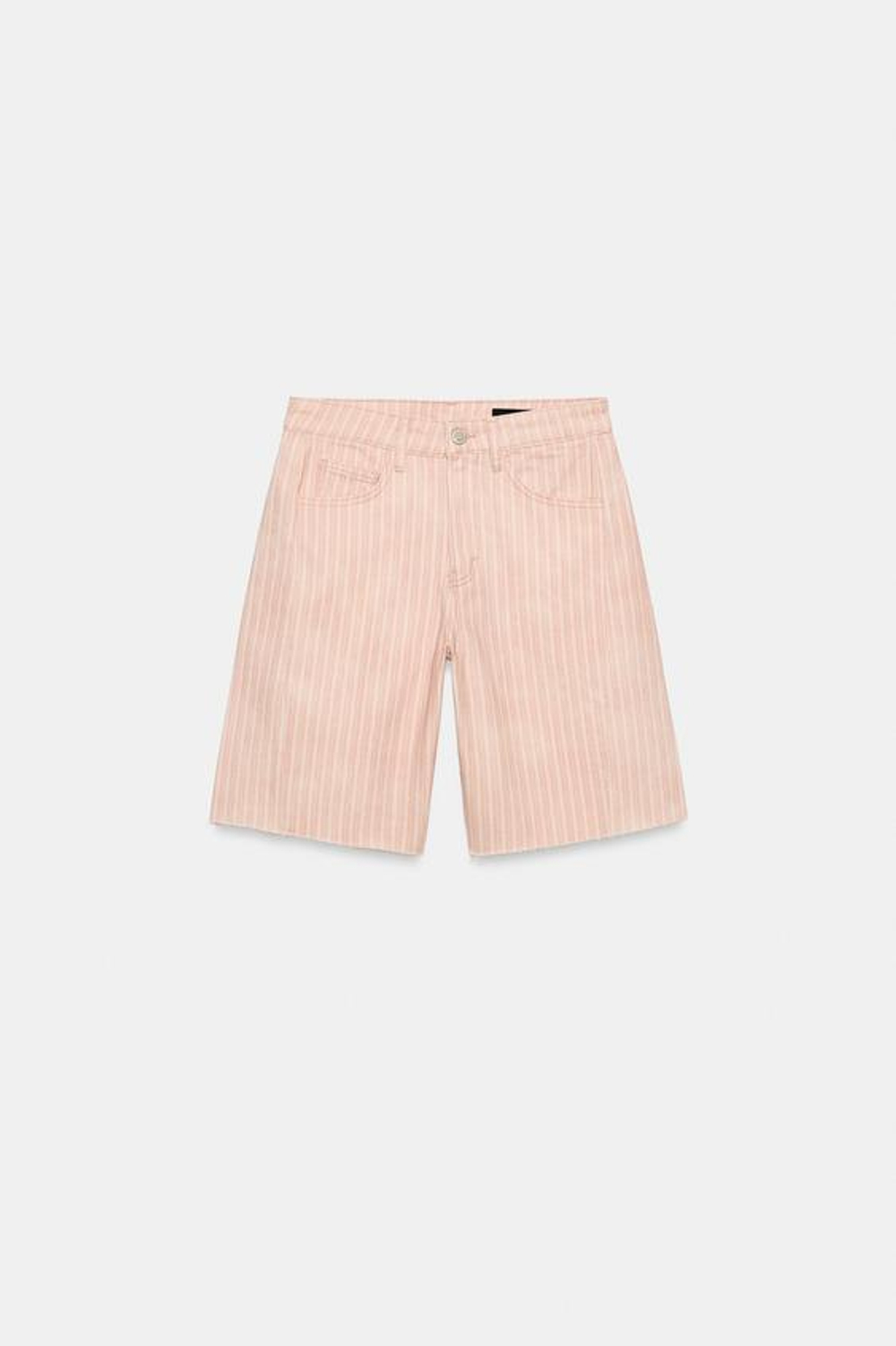 ZARA ДЖИНСОВЫЕ ШОРТЫ RELAXED СО СРЕДНЕЙ ПОСАДКОЙ — ZW COLLECTION, РОЗОВЫЙ