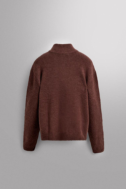 ZARA ДЖЕМПЕР С КОМБИНИРОВАННЫМ ВОРОТНИКОМ НА МОЛНИИ, ЧЕРЕПИЧНЫЙ