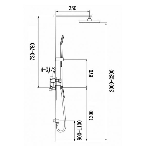Душевой комплект Timo Helmi SX-4069/00-16SM chrome white, 2-х режимная, белый/хром