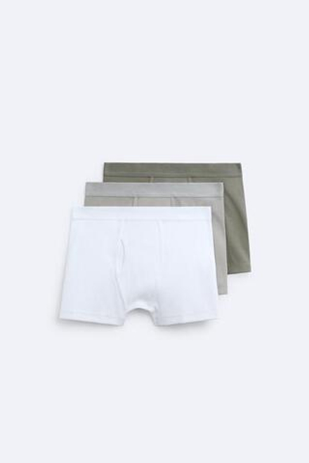 ZARA НАБОР ИЗ ТРЕХ ТРУСОВ-БОКСЕРОВ В РУБЧИК С КОНТРАСТНЫМИ ДЕТАЛЯМИ, РАЗНОЦВЕТНЫЙ