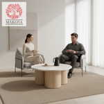 Журнальный столик с минеральным камнем Лейна лофт белый 60х60, дизайнерский кофейный столик в гостиную, обеденный круглый стол