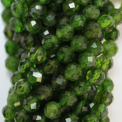 Хром Диопсид АА качество юв. огранка бусины 3мм