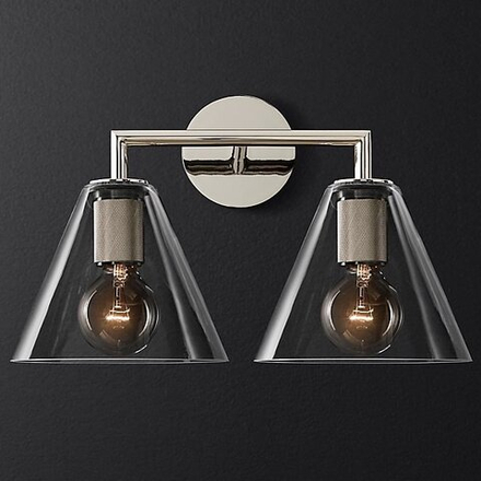 Бра Rh Utilitaire Funnel Shade Double Sconce Silver By Imperiumloft