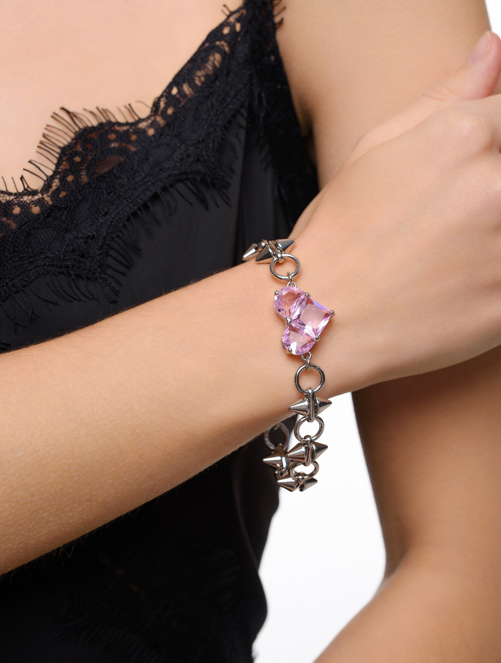 Браслет "Pink big soul thorn" Silver