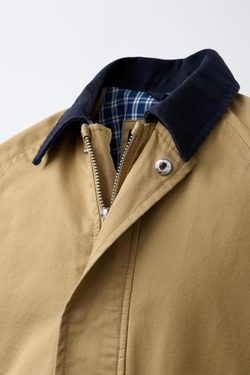 ZARA КУРТКА С КОНТРАСТНЫМ ВОРОТНИКОМ, РЫЖЕВАТО-КОРИЧНЕВЫЙ