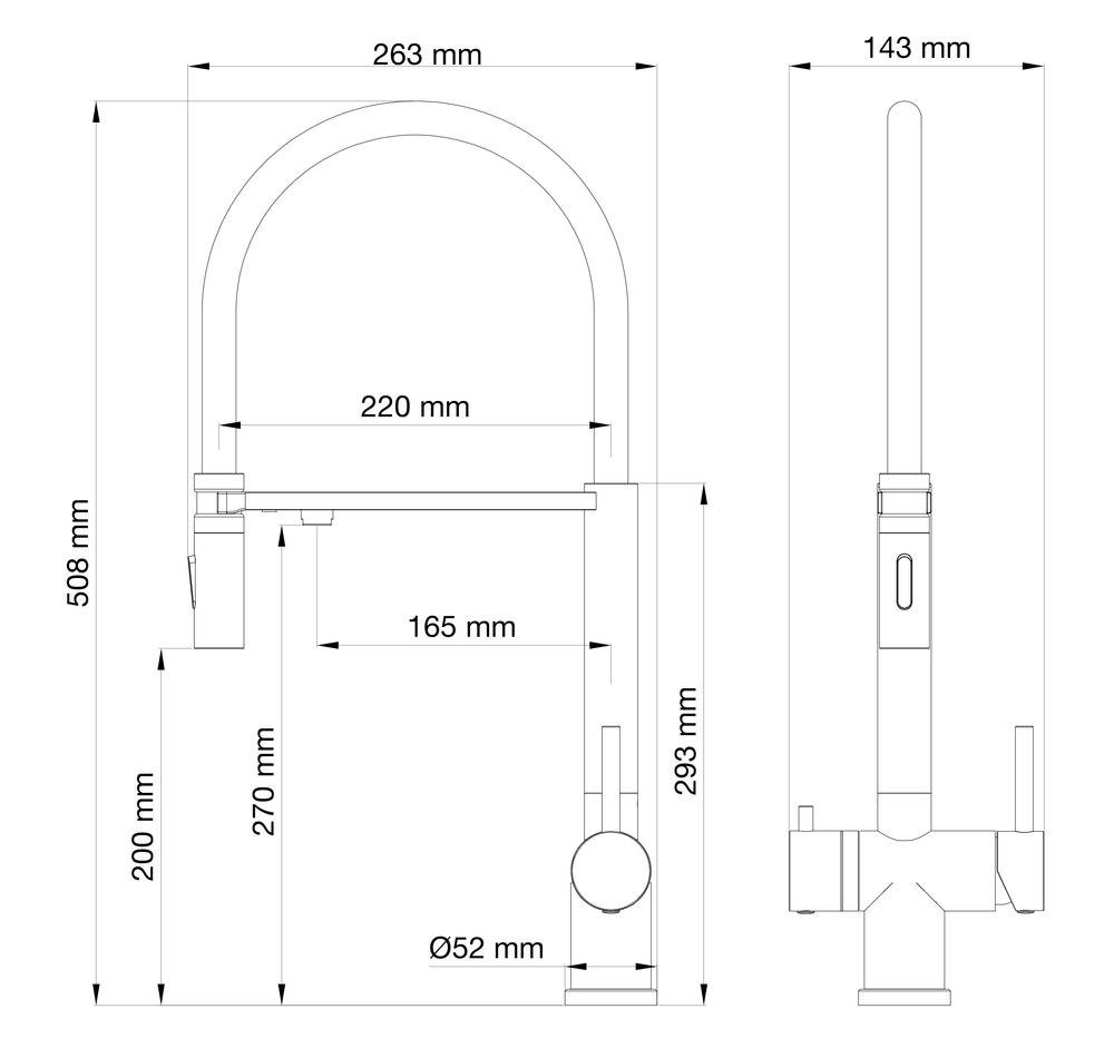 Смеситель для кухни с гибким изливом и подключением фильтра WONZON & WOGHAND, Темный графит (WW-88458009-BGM)