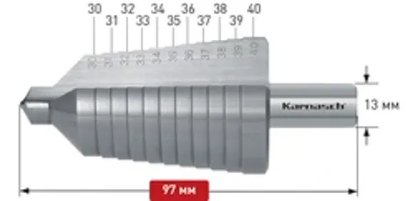 Ступенчатое сверло Ø 6-32 мм, Karnasch, арт. 21.3032