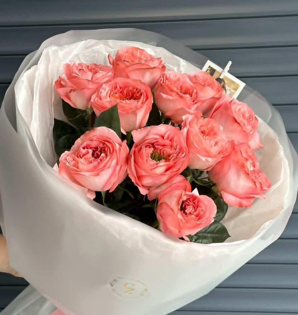 11 роз мандарин икспрешн с лентой