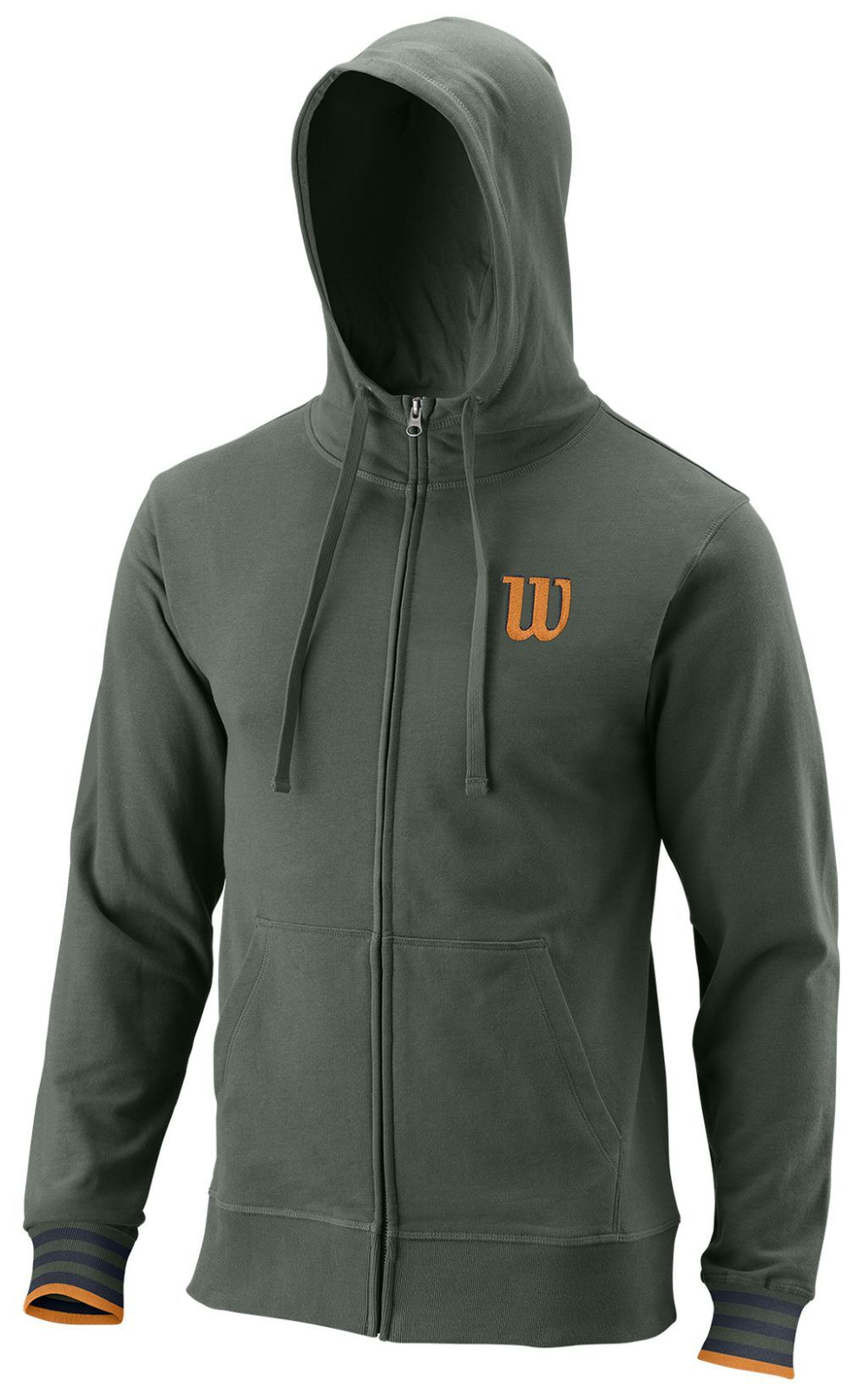 Мужская кофта теннисная Wilson Script Eco Cotton FZ Hoody Slimfit - thyme