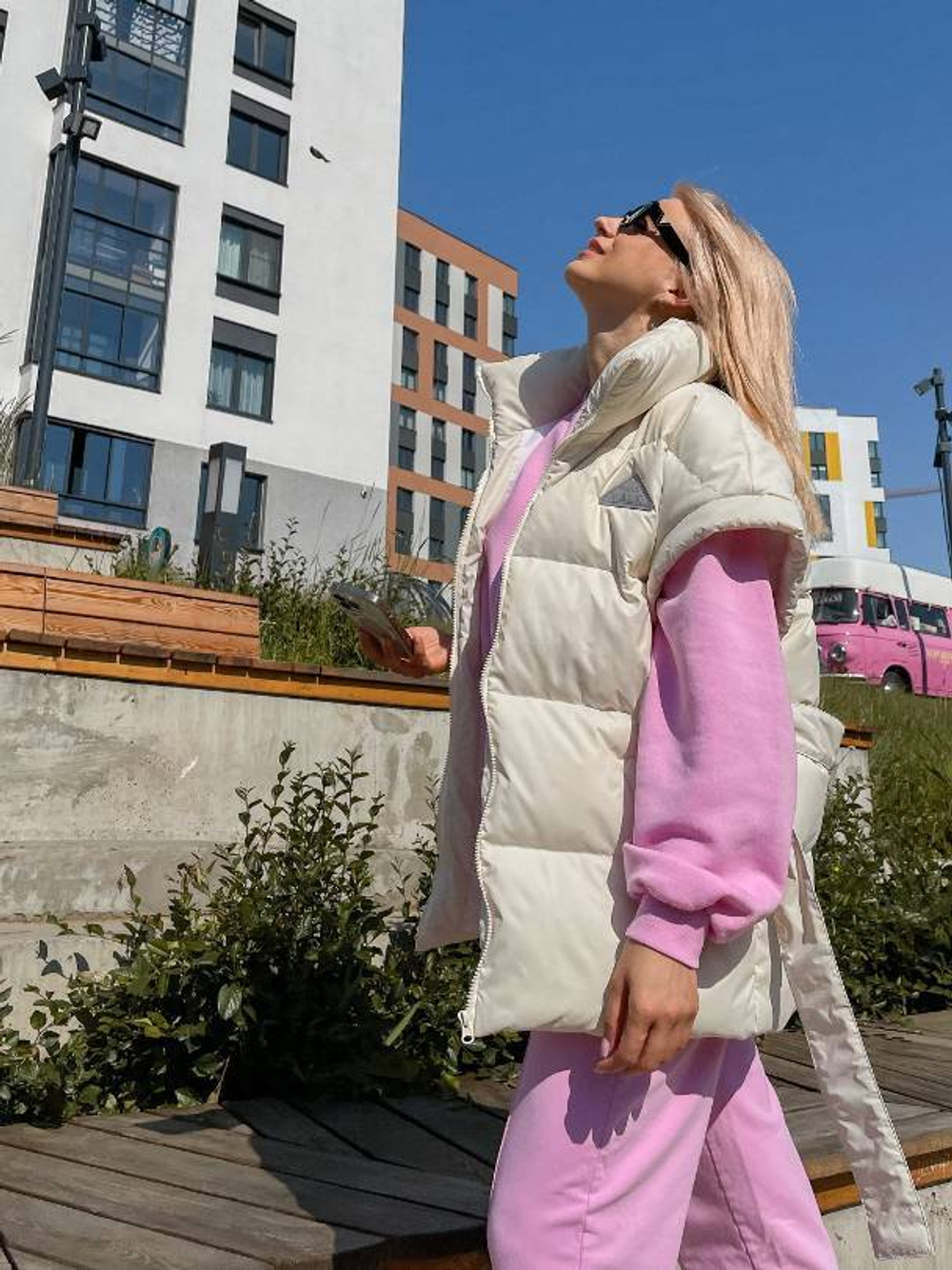 Жилет пуховый женский Пудра