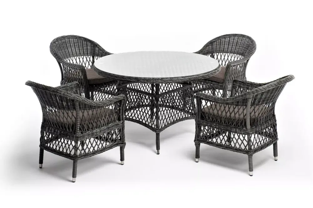 "Дольче" обеденная группа из искусственного ротанга, цвет графит