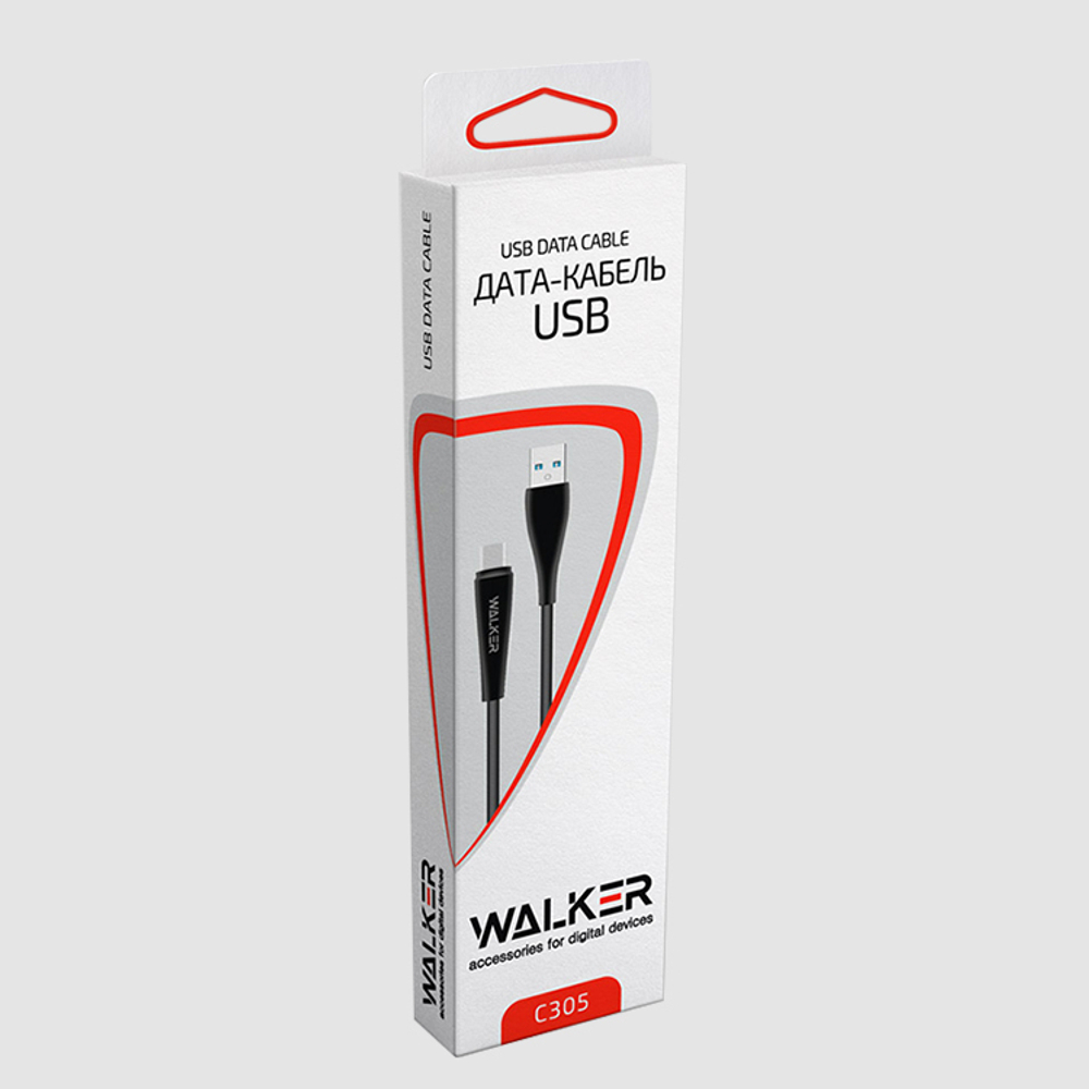 Кабель USB "WALKER" C305 для Micro USB (2.1A), черный
