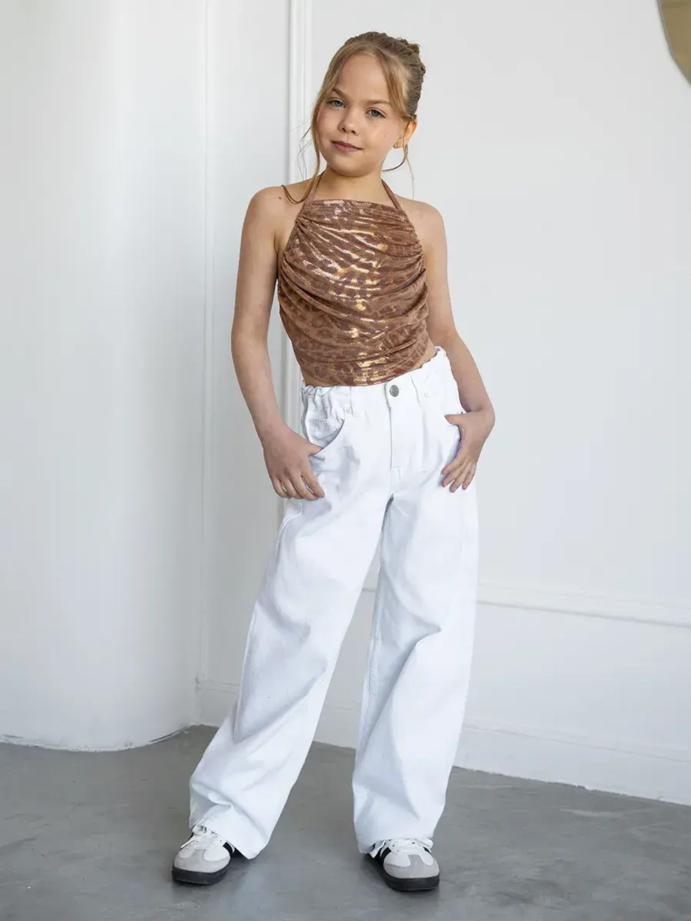 Летний топ для девочки на завязках