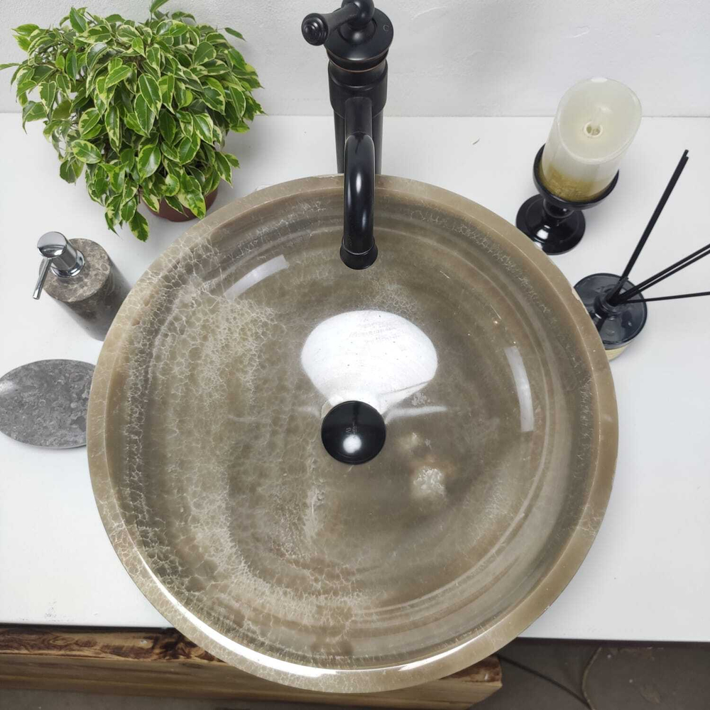 Раковина из оникса Bowl Grey Medium TinLip BO-70947 45*45*15