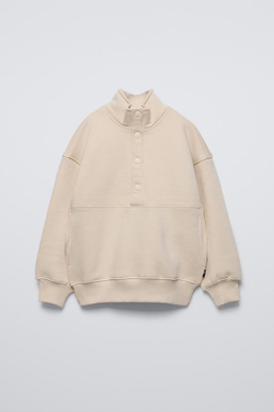 ZARA ТОЛСТОВКА С ПУГОВИЦАМИ, ЭКРЮ