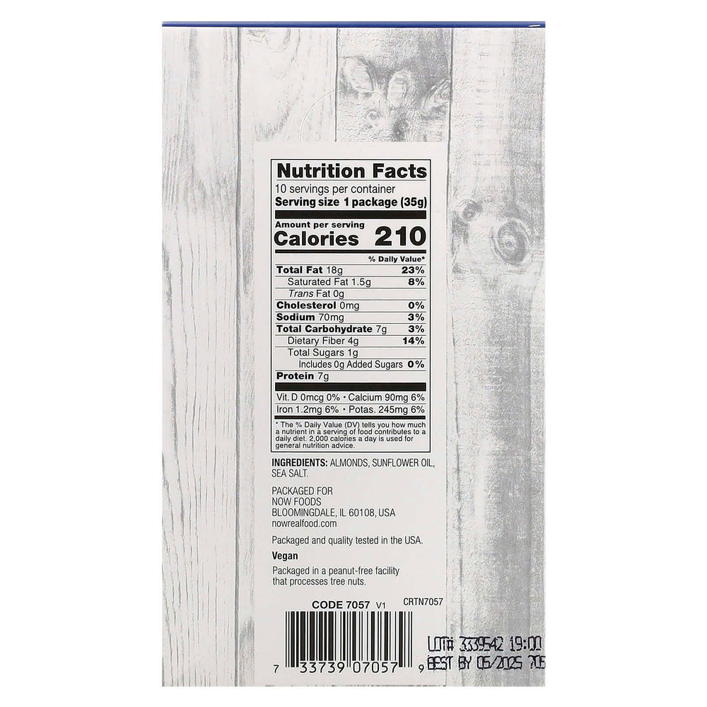 NOW Foods, Миндаль, обжаренный с морской солью, 10 пакетиков по 35 г (1,25 унции)