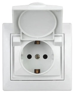 Розетка Intro Plano 1-203-01 с заземлением 2P+E Schuko с крышкой 16А-250В IP20 скрытой установки белая