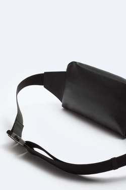 ZARA МЯГКАЯ ОДНОТОННАЯ ПОЯСНАЯ СУМКА, ЧЕРНЫЙ