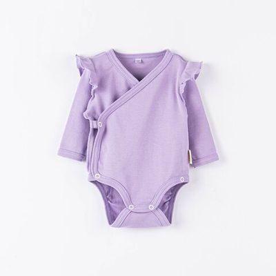 Ruffled long-sleeved kimono bodysuit 0-3 months - Lavender