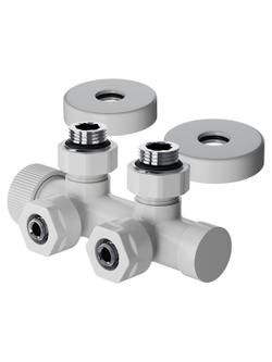 Узел нижнего подключения термостатический угловой Royal Thermo Design Pro 15мм М30х1,5 (Белый)