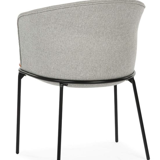 Стул Embrace с подлокотниками серая ткань и коричневая экокожа