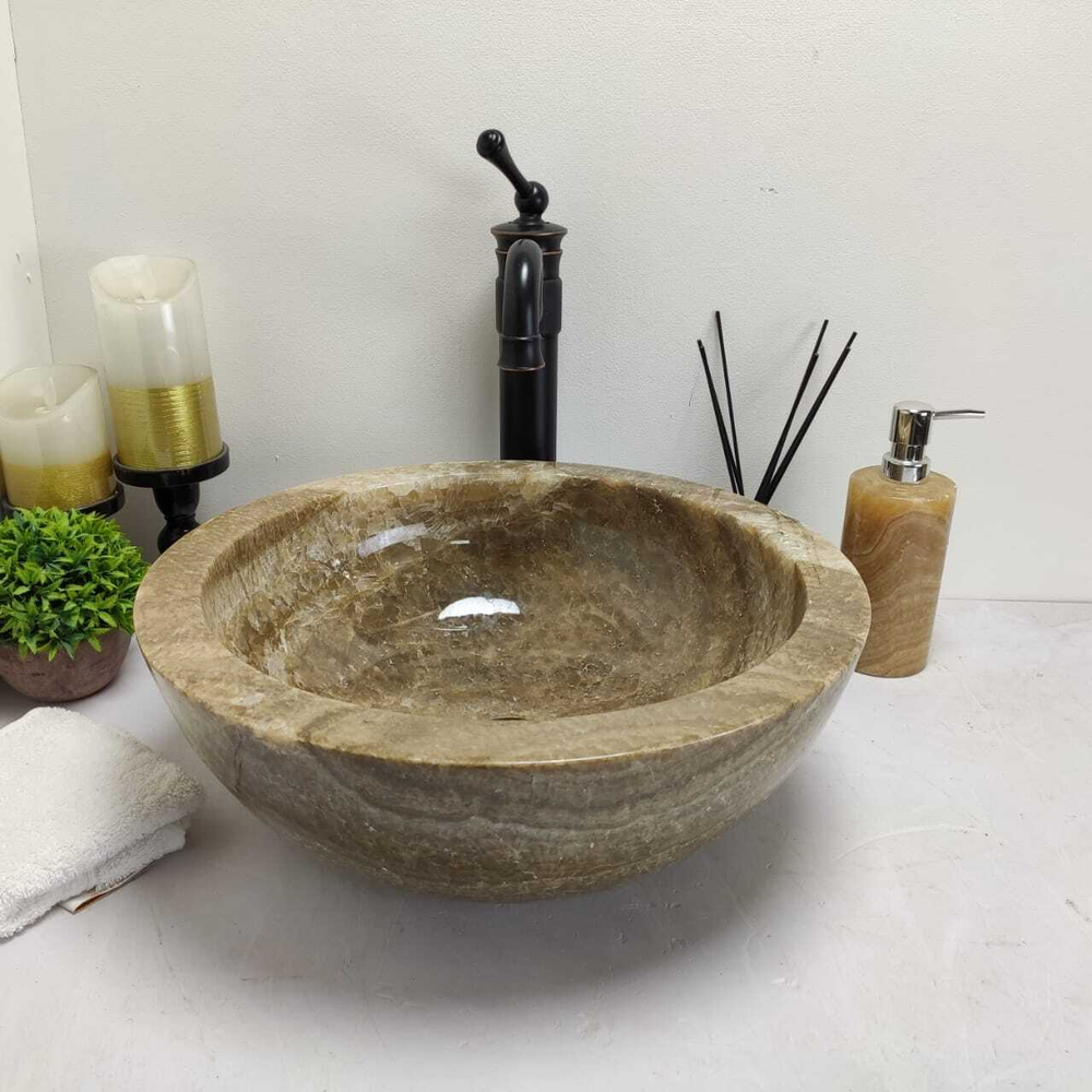Раковина из оникса Bowl Grey BO-60606 40*40*15