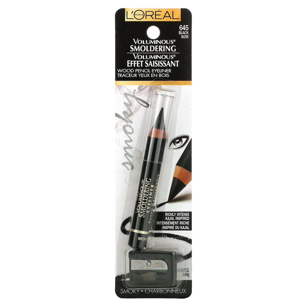 L'Oréal, Voluminous, подводка-карандаш для глаз, оттенок 645 черный, 2,48 г (0,087 унции)