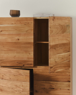 Буфет Uxue из массива акации с беленой отделкой и черной сталью 100 x 155