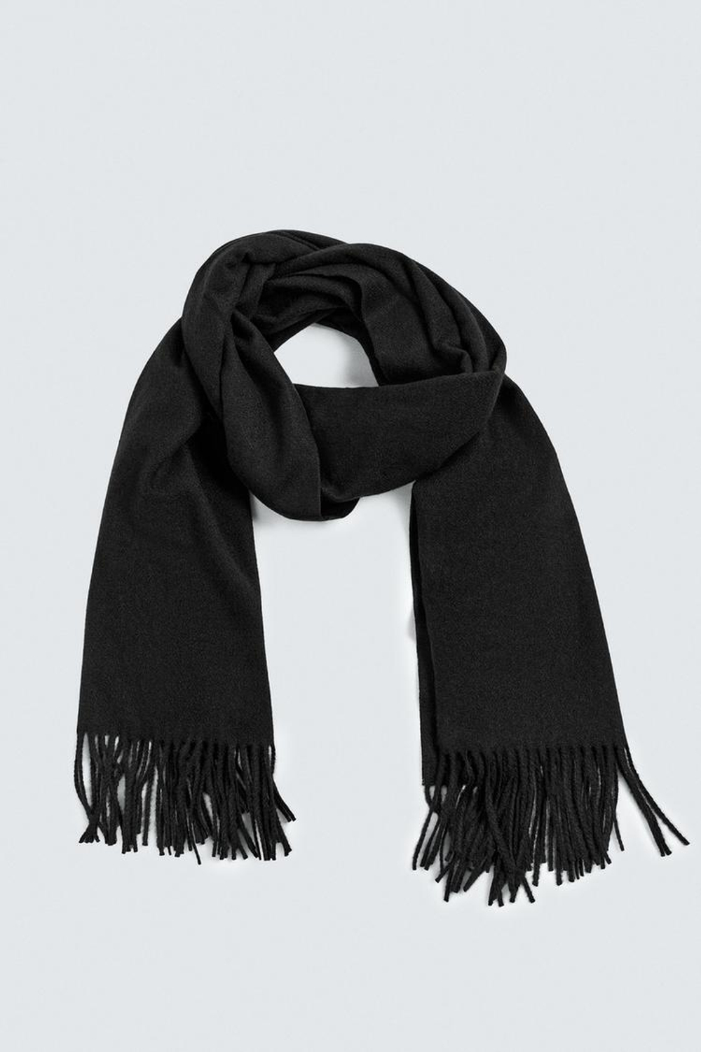 ZARA ШАРФ С БАХРОМОЙ, ЧЕРНЫЙ