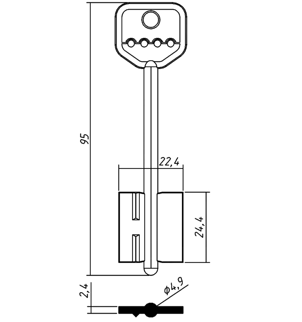 Заготовка сувальдного ключа 10723 SEN3D