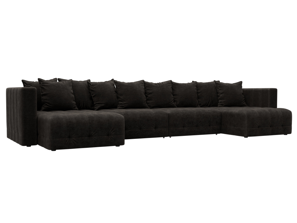 Диван П-образный Лига-052 НПБ Лонг, BRUT 17 ВЕЛЮР коричневый