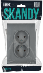 SKANDY Розетка 2-местная без заземления без защитных шторок 10А в сборе SK-R10Gr серый IEK