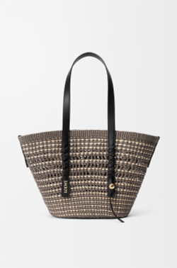 Loewe Среднего плетеная сумка-корзина Braid из пальмы и телячьей кожи, хаки