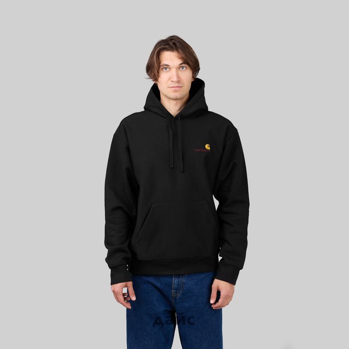Толстовка мужская Carhartt WIP Hooded American Script артикул:I028279_black - купить в магазине Дайс