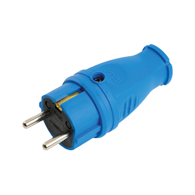 Вилка прямая с/з, STEKKER, RPG16-21-441 , каучук 250В, 16A, IP44, синий 39161