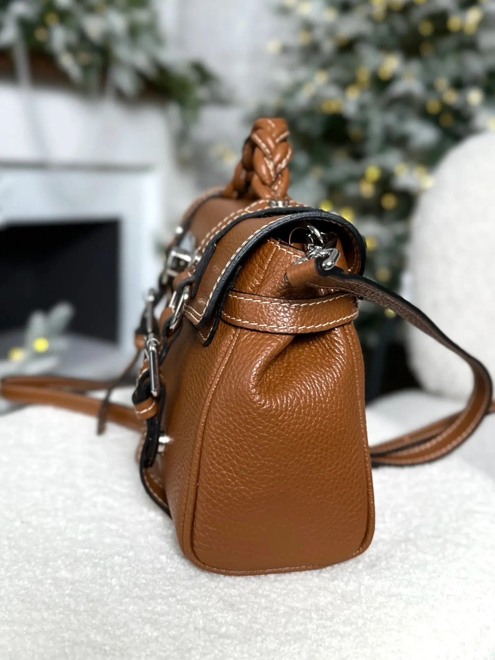 Женская светло-коричневая сумочка из натуральной кожи