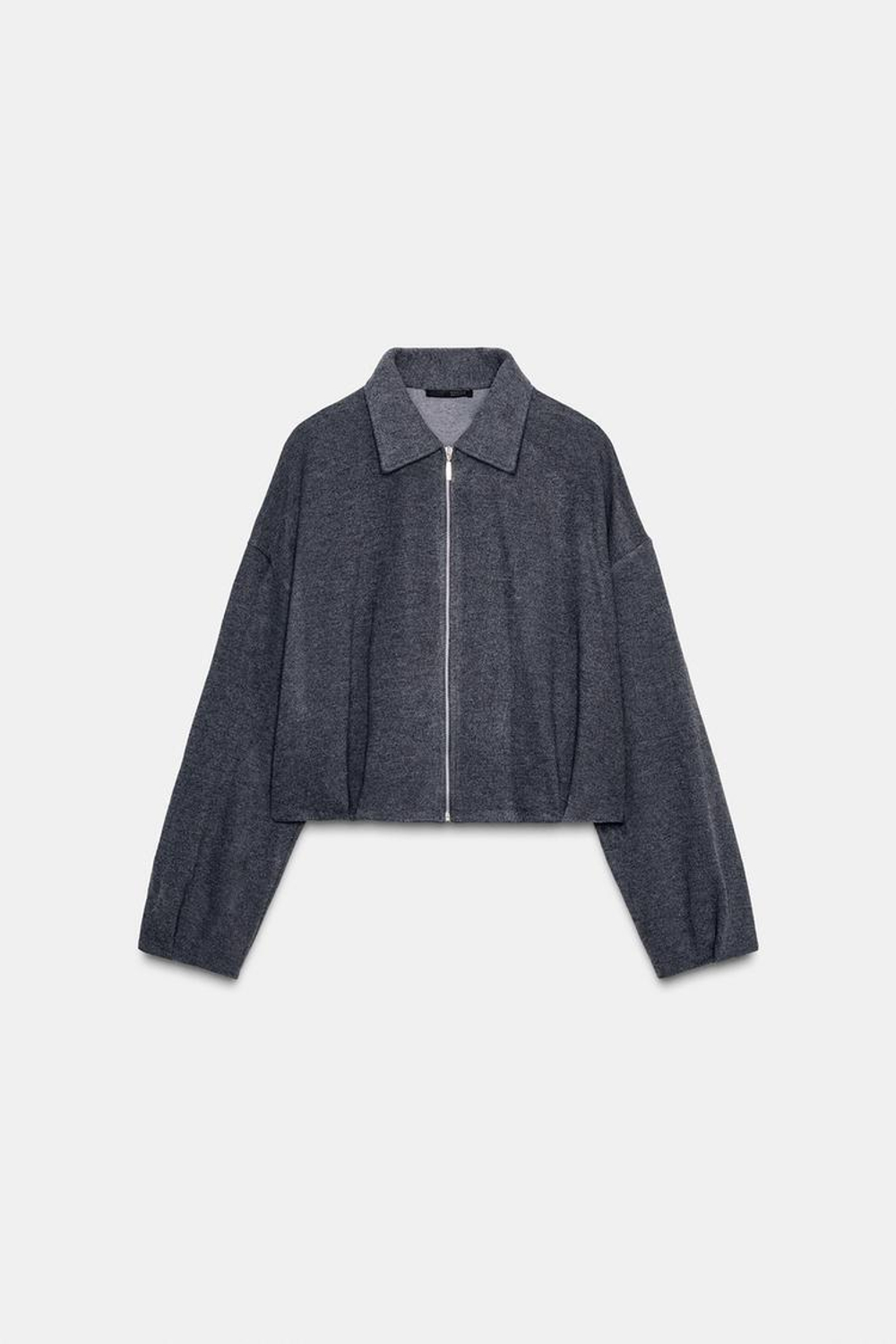 ZARA КУРТКА ИЗ МЯГКОЙ САРЖИ, СЕРЫЙ МЕЛАНЖ