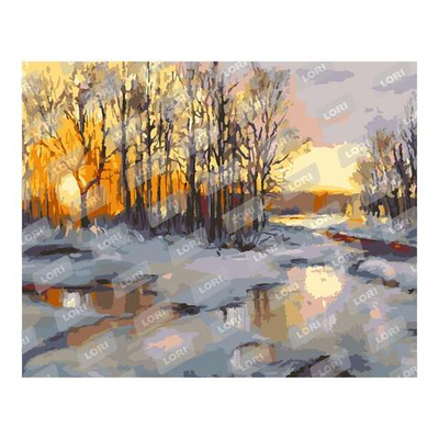 Картина по номерам 40*50см "Зима-закат" (Lori)