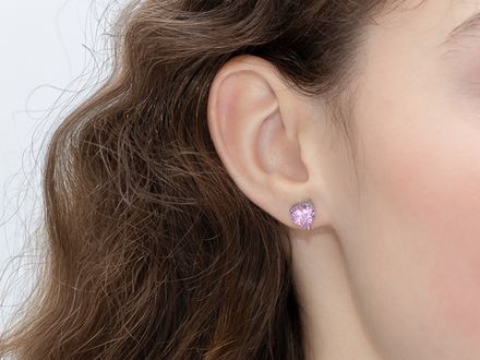 Серьги Розовое Сердце 9мм