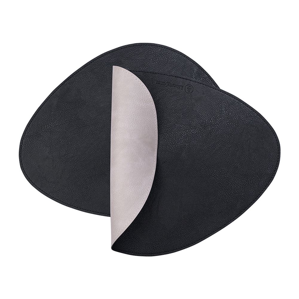 Набор из 4-х двухсторонних сервировочных салфеток Drop, 33х41 см, черный/светло-серый