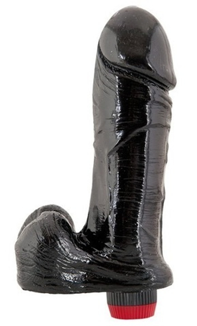 Чёрный рельефный вибратор, 20,3 см