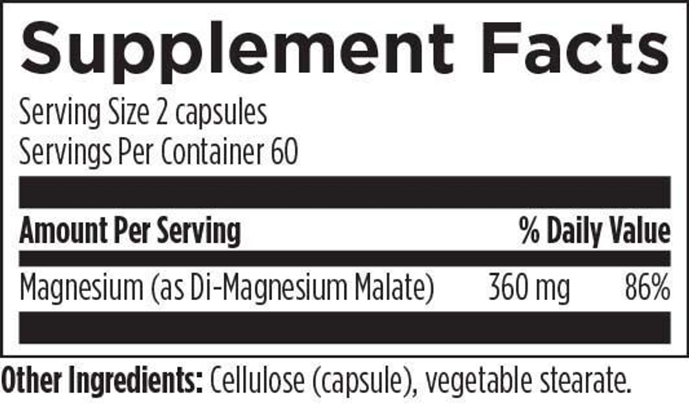 Designs For Health - MMC120 - Magnesium Malate 120 capsules