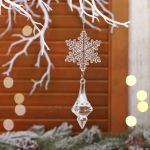 Подвеска «Хрустальная снежинка» 13 см, Прозрачный