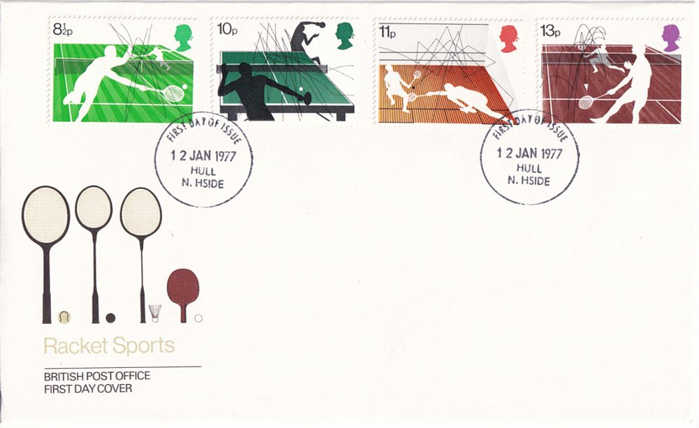 Конверт Первого дня Великобритании от 12 января 1977 года с четырьмя марками и спецгашенем