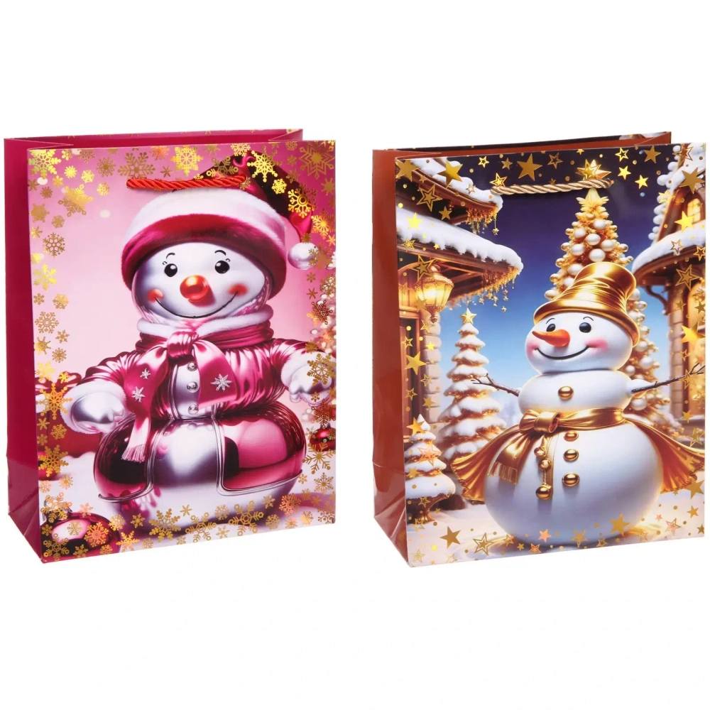 Пакет подарочный «Волшебный снеговик» 18*23*8 см, микс