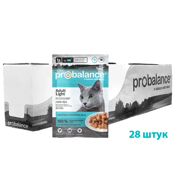Пауч ProBalance Adult Light для малоактивных и склонных к избыточному весу кошек