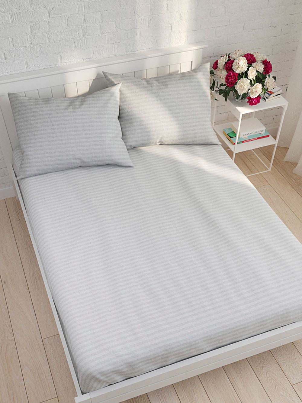 Постельное белье Сказка "Белоснежная Арктика" 1,5-сп Наволочка 50х70 см 1 шт Простынь на резинке 90х200 см Пододеяльник 145х215 см, перкаль